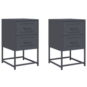 vidaXL Tables de chevet 2 Pièces anthracite 36x39x60 5 cm acier