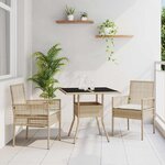 vidaXL Ensemble de salle à manger pour jardin 3 Pièces Beige Poly rotin