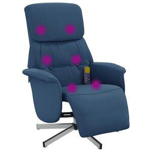 vidaXL Fauteuil inclinable de massage avec repose-pieds bleu tissu