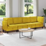 vidaXL Ensemble de meubles pour le salon 4 Pièces Jaune Velours
