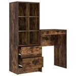 vidaXL Bureau avec rangement Chêne fumé Bois d'ingénierie