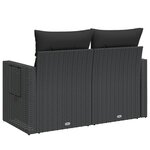 vidaXL Canapé de jardin avec coussins 2 places noir résine tressée