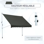 Store banne manuel rétractable 3L x 1 5l m inclinaison et hauteur réglable installation rapide métal alu polyester anti-UV gris