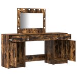 Ensemble de coiffeuse 3 pièces vidaXL avec éclairage en chêne fumé  en bois d'ingénierie