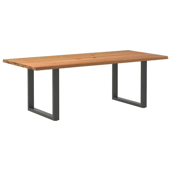 vidaXL Table à manger et bord naturel bois massif chêne rectangulaire