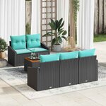 vidaXL Ensemble de canapé de jardin avec coussin 6 Pièces Noir Poly rotin