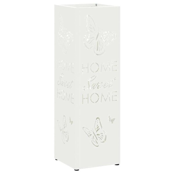 vidaXL Porte-parapluie avec stockage Blanc 15 5 x 15 5 x 49 cm Métal