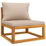 vidaXL Salon de jardin 6 Pièces avec coussins taupe bois massif