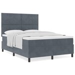 Lit à ressort vidaXL avec matelas gris foncé 140x200 cm en velours