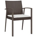 vidaXL Ensemble de salle à manger de jardin 3 pièces avec coussins en poly rattan brun