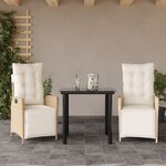 vidaXL Ensemble à manger de jardin et coussins 3 Pièces Beige poly rotin