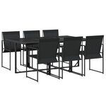 vidaXL Ensemble à manger de jardin 7 Pièces noir textilène