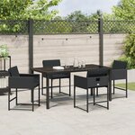 vidaXL Ensemble de salle à manger de jardin 5 pièces avec coussins en rattan poly noir