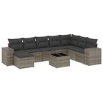 vidaXL Salon de jardin 9 Pièces avec coussins gris résine tressée