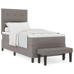 vidaXL Lit à ressort avec matelas et banc taupe 100x200 cm Tissu