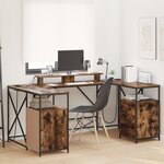 vidaXL Bureau Chêne fumé 182 x 101 x 87.5 cm Bois d'ingénierie