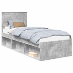 vidaXL Cadre de lit avec tête de lit Gris Béton 75 x 190 cm Pin massif