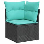 vidaXL Ensemble de canapé de jardin avec coussin 10 Pièces Noir polyrotin