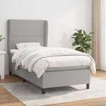 vidaXL Sommier à lattes de lit et matelas Gris clair 90x190 cm Tissu