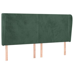 vidaXL Tête de lit avec oreilles Vert foncé 183x23x118/128 cm Velours