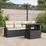 vidaXL Ensemble de Canapé de Jardin 5 Pièces avec Coussins Noir Rattan Poly