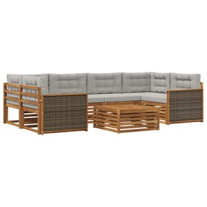 vidaXL Ensemble de canapés d'extérieur 7 pc Naturel et gris clair