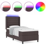 Lit Box Spring vidaXL avec Matelas & LED Marron Foncé 90x200 cm Tissu