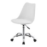 Fauteuil chaise de bureau siège rembourré à 5 roulettes rotatif à 360° et réglable en hauteur métal blanc 03_0004996