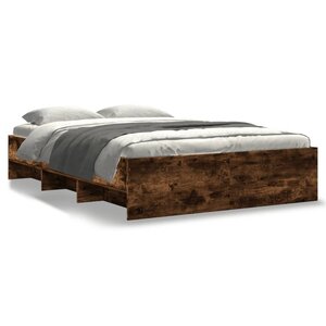 vidaXL Cadre de lit sans matelas chêne fumé 120x200 cm bois ingénierie