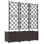 vidaXL Planteur de jardin avec treillis 3 Pièces Marron 120x40x143 cm