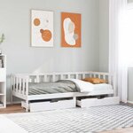 vidaXL Lit de jour et tiroirs sans matelas blanc 80x200 cm bois massif