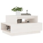 vidaXL Table basse Blanc 80x55x40 5 cm Bois massif de pin