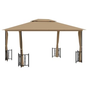 vidaXL Tonnelle avec parois et toit double 3x4 m Taupe