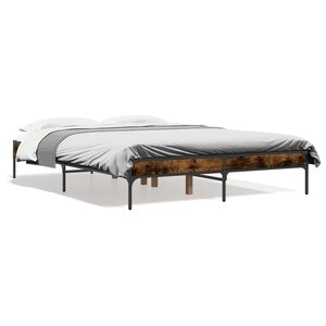 vidaXL Cadre de lit sans matelas chêne fumé 135x190 cm