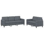 vidaXL Ensemble de canapés 2 Pièces gris foncé velours