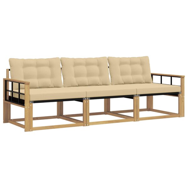 vidaXL Ensemble de canapés d'extérieur 3 pc Blanc et Beige