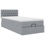 vidaXL Cadre de lit ottoman et matelas gris clair 90x190 cm tissu