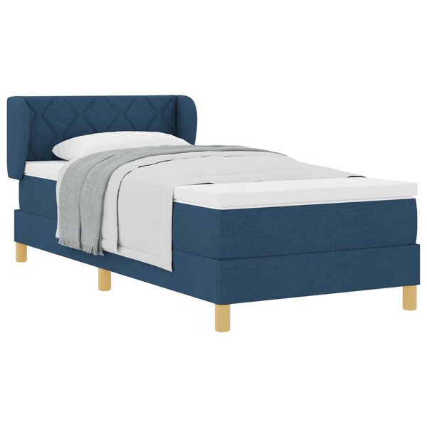 vidaXL Lit à ressorts avec matelas Bleu 90 x 200 cm tissu
