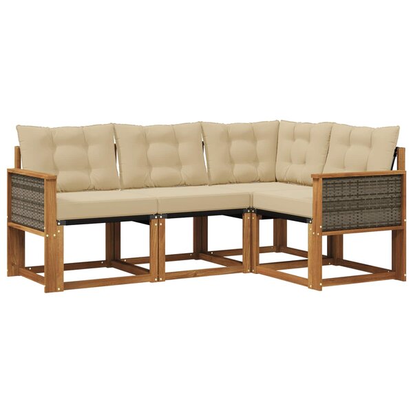 vidaXL Ensemble de canapés d'extérieur 4 Pièces Naturel et Beige