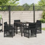 vidaXL Ensemble de repas de jardin 5 pièces avec coussins en poly rotin noir