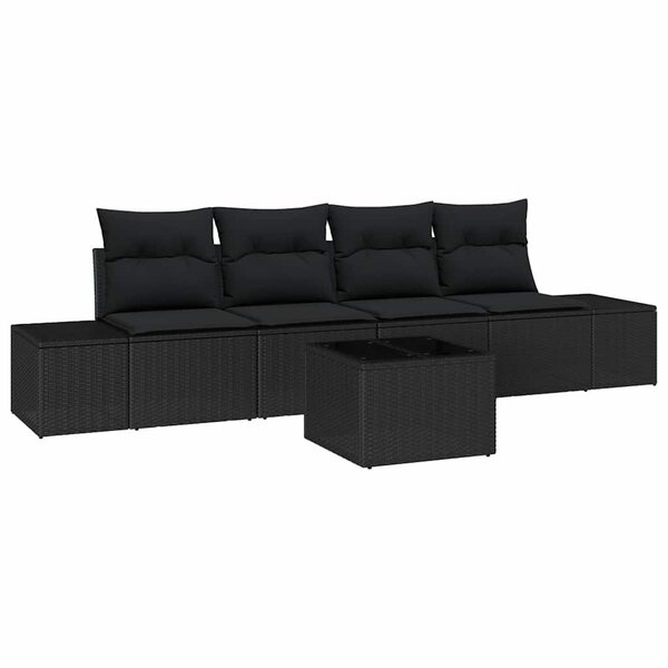vidaXL Ensemble de canapé de jardin 5 Pièces Noir 55 x 55 x 37 cm