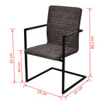 vidaXL Chaises à manger cantilever lot de 2 marron similicuir