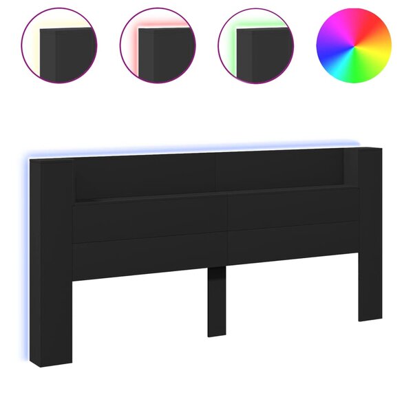 vidaXL Armoire tête de lit avec LED noir 220x16 5x103 5 cm