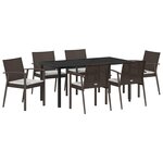 vidaXL Ensemble de salle à manger pour jardin 7 Pièces Marron et Noir