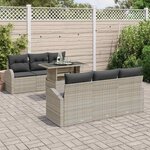 vidaXL Ensemble de canapé de jardin 7 Pièces Gris clair Poly Rattan