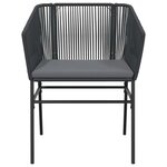 vidaXL Ensemble à manger de jardin et coussins 5 Pièces noir rotin verre