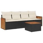 vidaXL Salon de jardin 5 Pièces avec coussins noir résine tressée