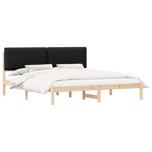 vidaXL Cadre de lit avec tête de lit rembourrée Noir 180 x 200 cm