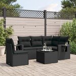 vidaXL Salon de jardin 6 Pièces avec coussins noir résine tressée