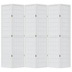 vidaXL Cloison de séparation 6 panneaux blanc bois de paulownia massif